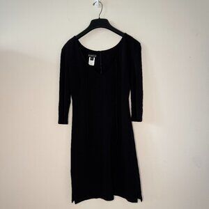 bebe Black V-Neck Dress with Adjustable String Tie Size S